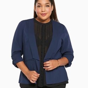 Torrid Navy Ruched Sleeve Blazer Size 3X